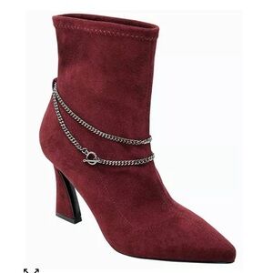 Charles by Charles David Lugo SZ 5 Chain Stretch Maroon High Heel Booties $139